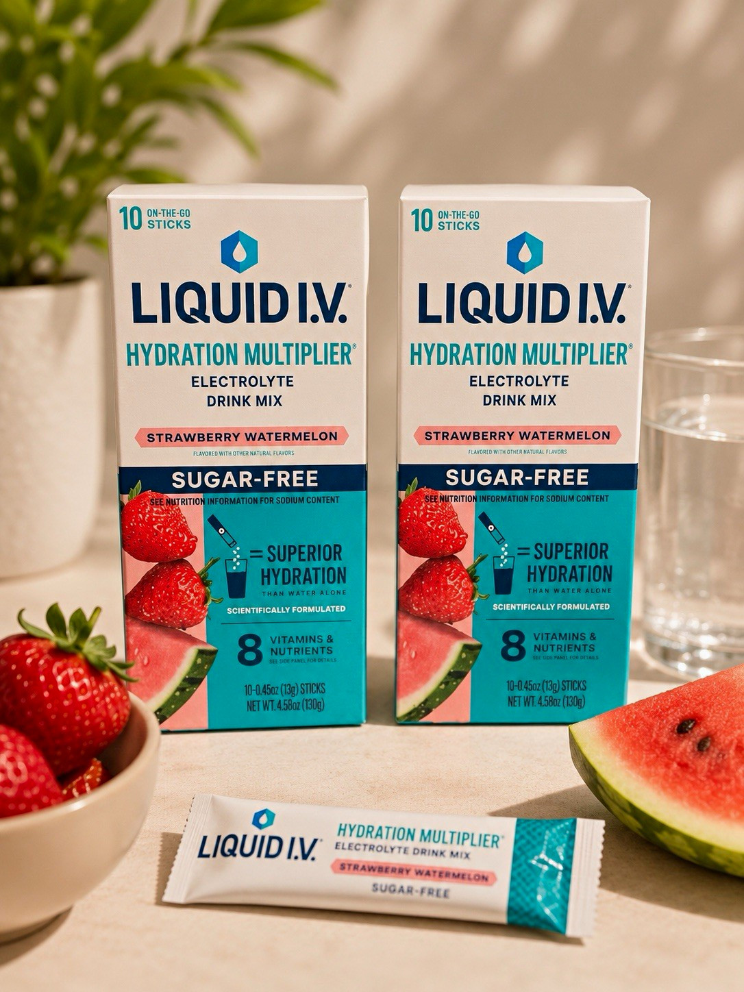 2x Liquid I.V. Sugar-Free Strawberry Watermelon 10 Sticks Ea Exp 05/2027