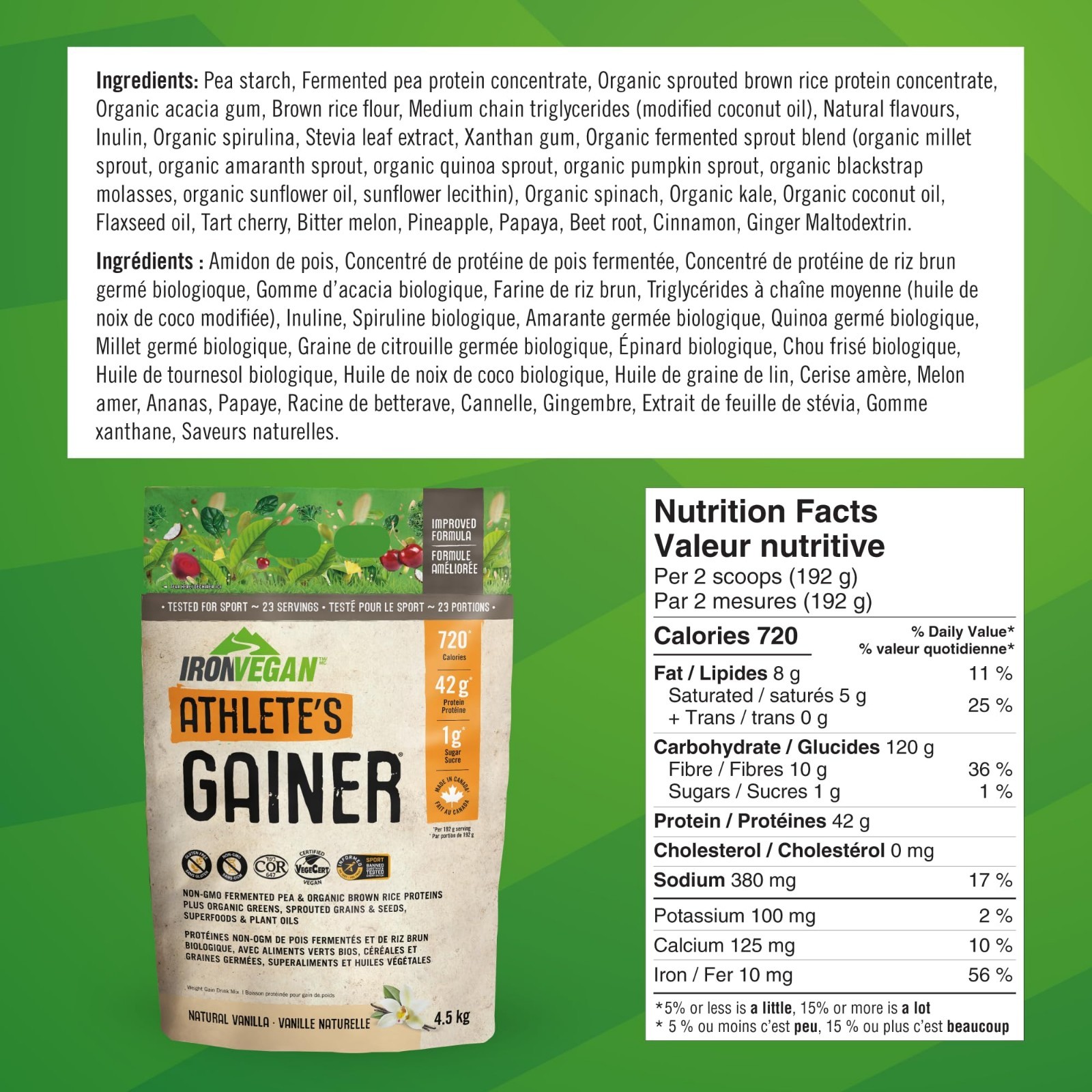 Vegan Athlete’s Gainer Protein Powder, Vanilla Flavor, 10 lbs (4.5 kg) – Muscle