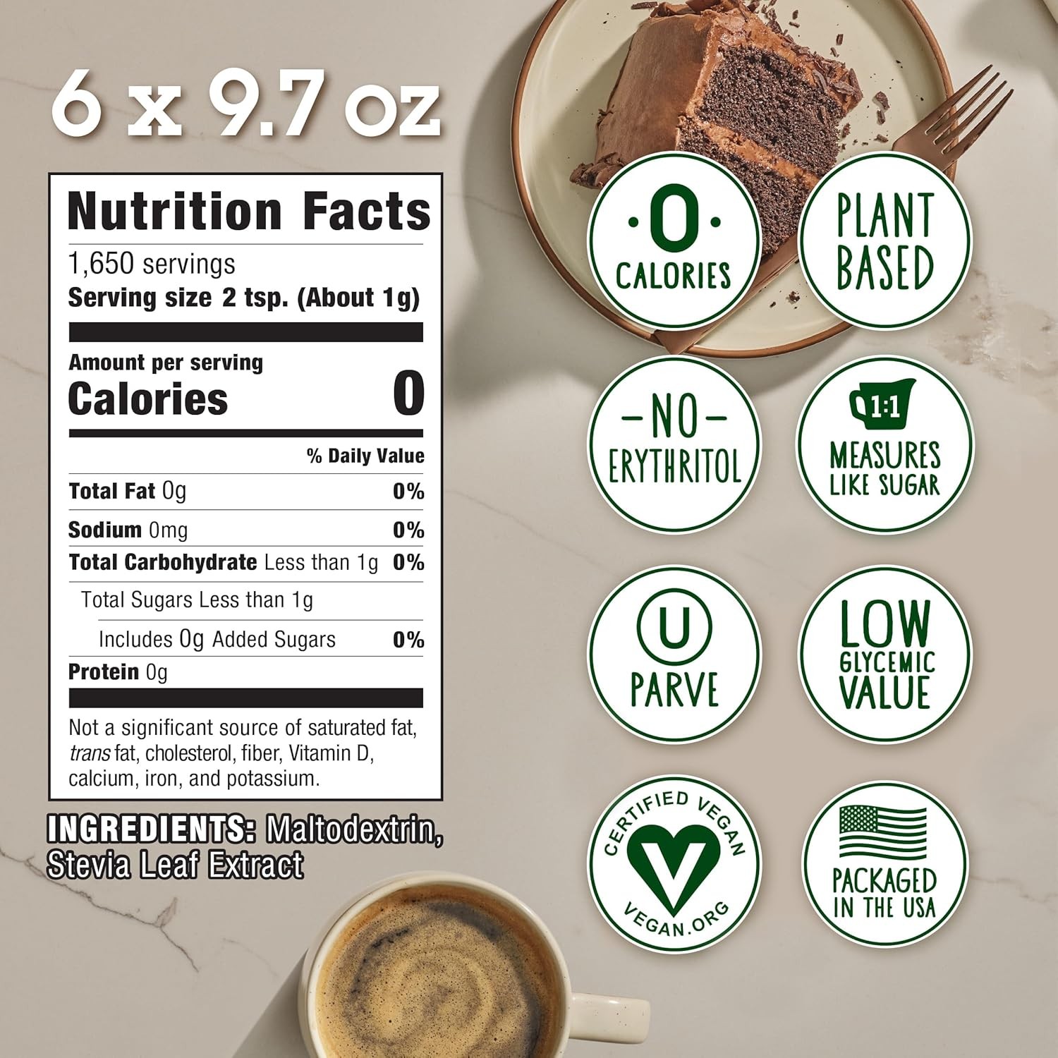 Stevia In The Raw Sweetener Baker’s Bag, 9.7 Ounce (Pack of 6)