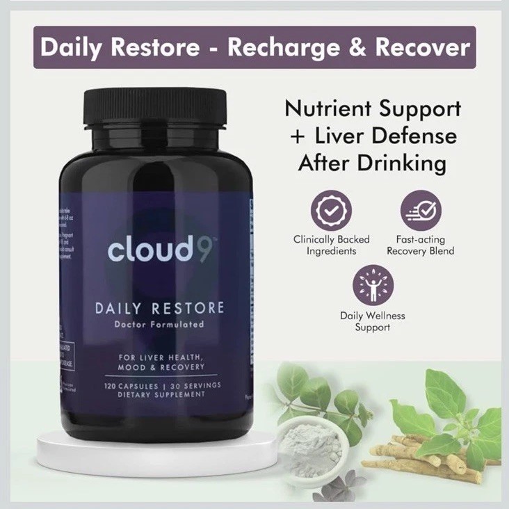 Cloud9 Daily Restore – Liver Detox & Recovery Supplement with Milk Thistle, NEW