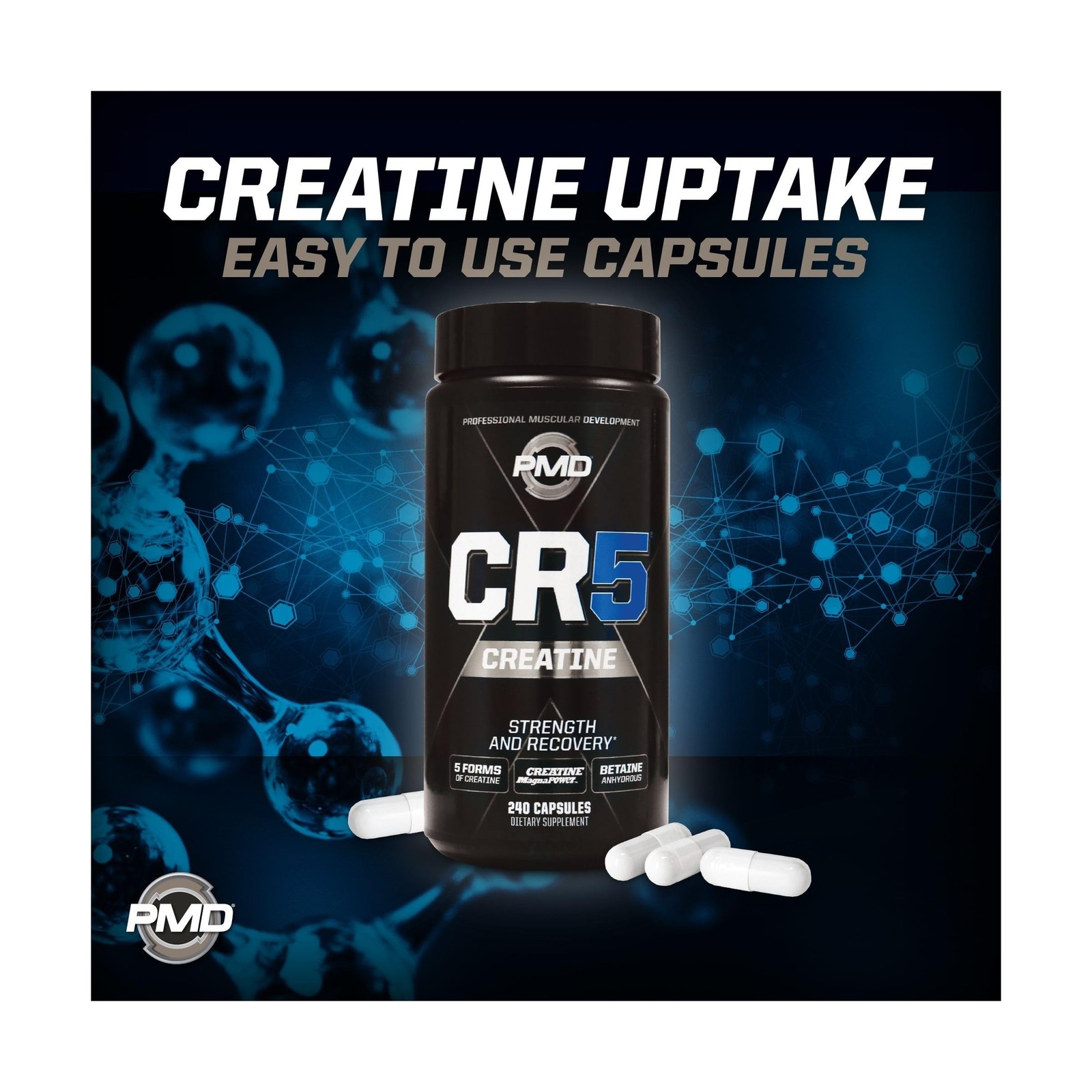 PMD CR5 Creatine for Strength and Recovery – 240 Capsules | Endurance, Energy…