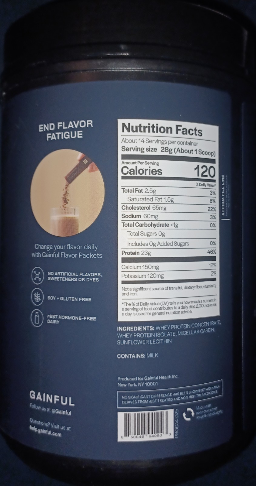 Gainful Everyday Whey Protein Powder 23g Protein per Serving Unflavored (2 PACK)