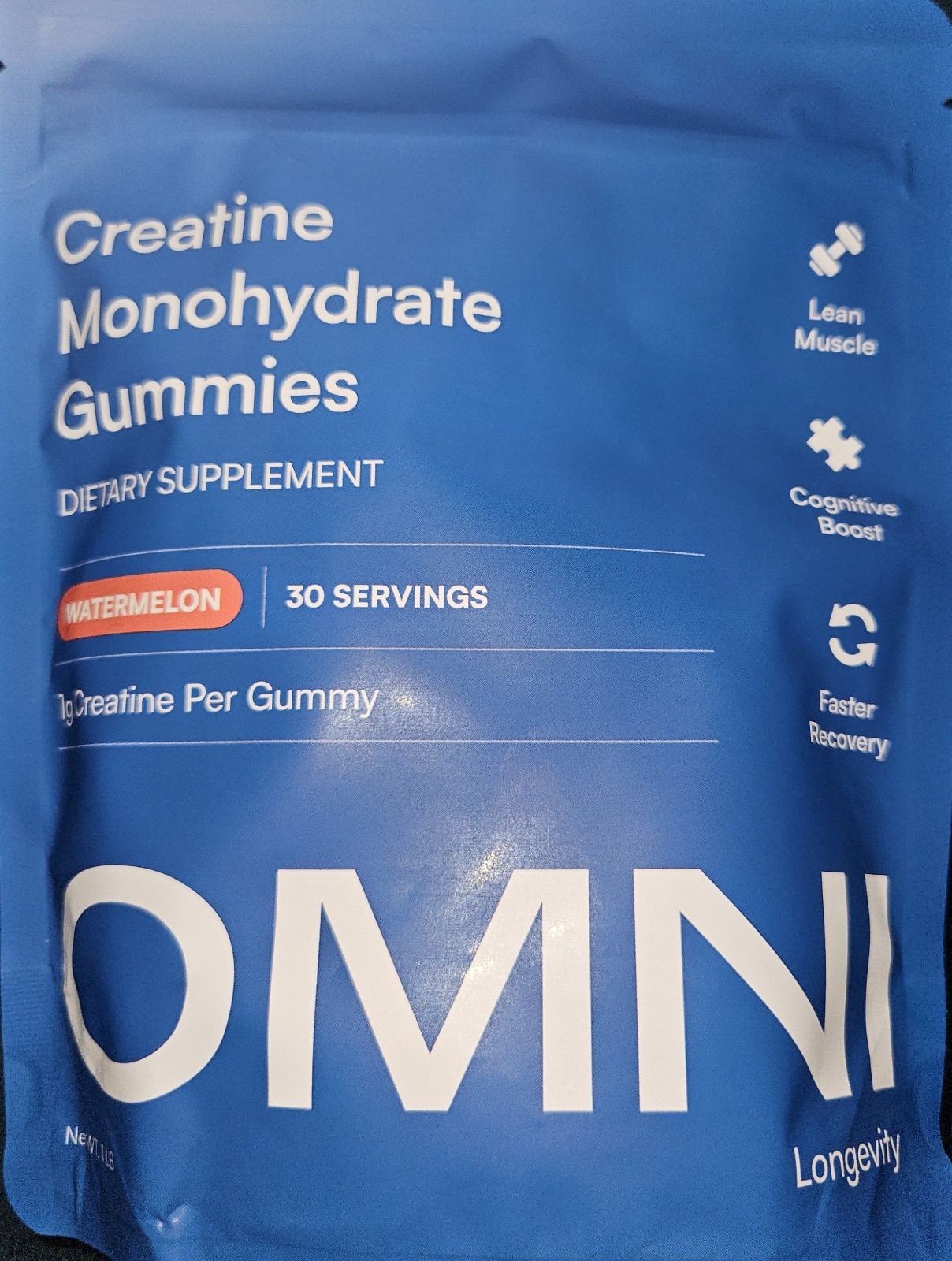 OMNI Creatine Monohydrate Gummies Muscle Growth Support Low Sugar Watermelon 90c