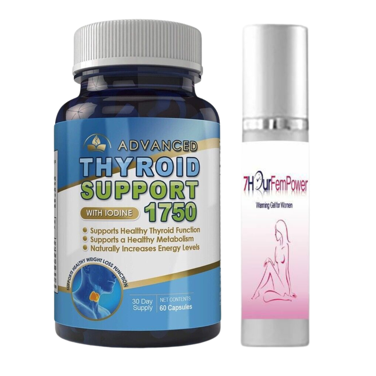Thyroid Support Weight Management Supplement 60 Caps & Female Lubricant Gel Lube