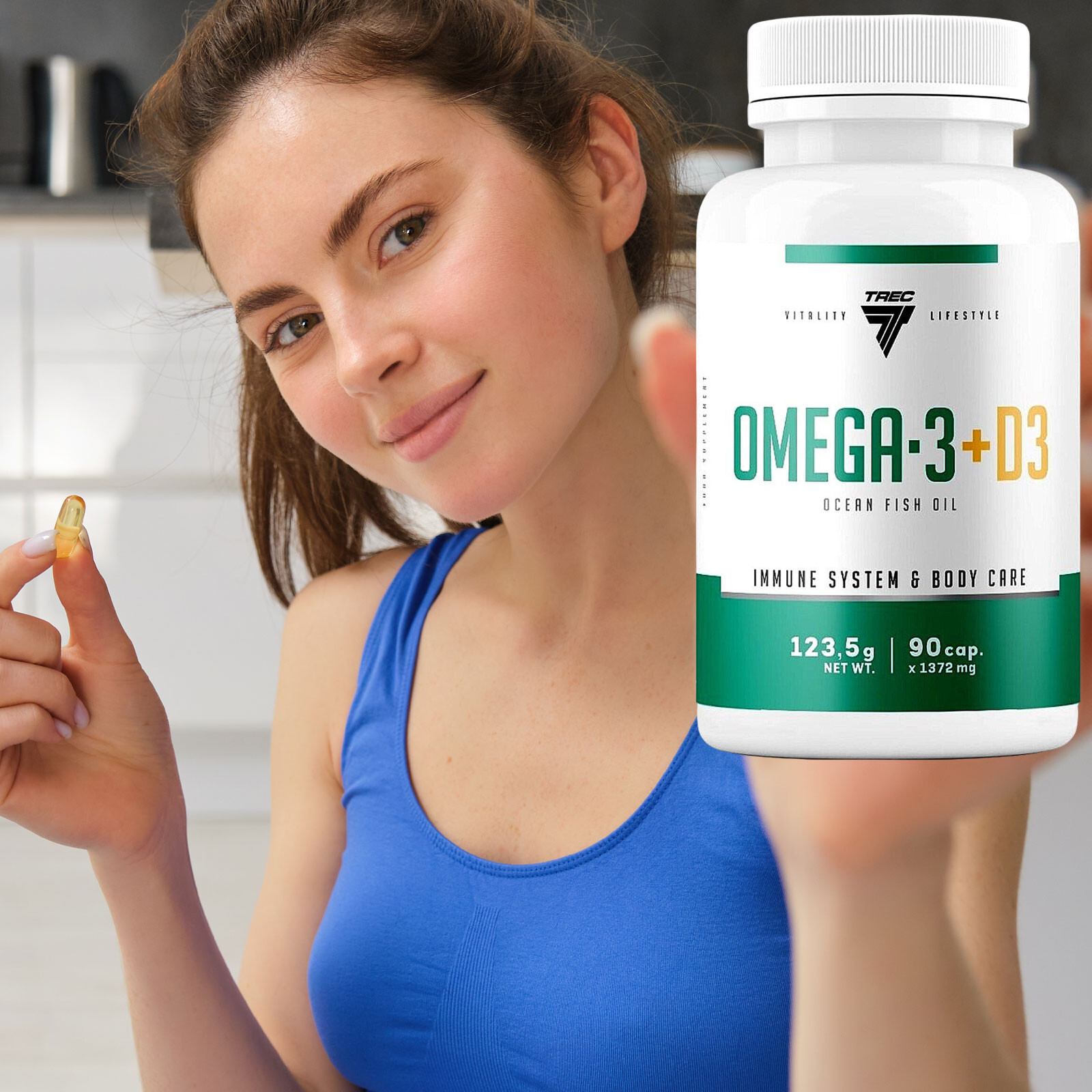 Omega 3 + Vitamin D3 90–180 Capsules – Ocean Fish Oil – EPA DHA – High strength