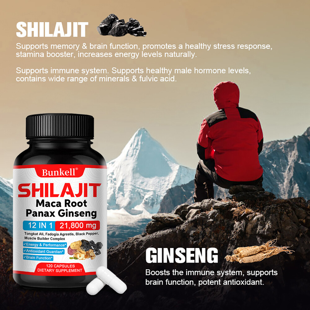 SHILAJIT Maca Root Panax Ginseng extract Muscle Health Energy&Performancesupport