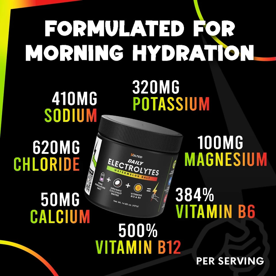 Premium Electrolyte Powder Morning Hydration Organic Pink Himalayan Salt Non-GMO