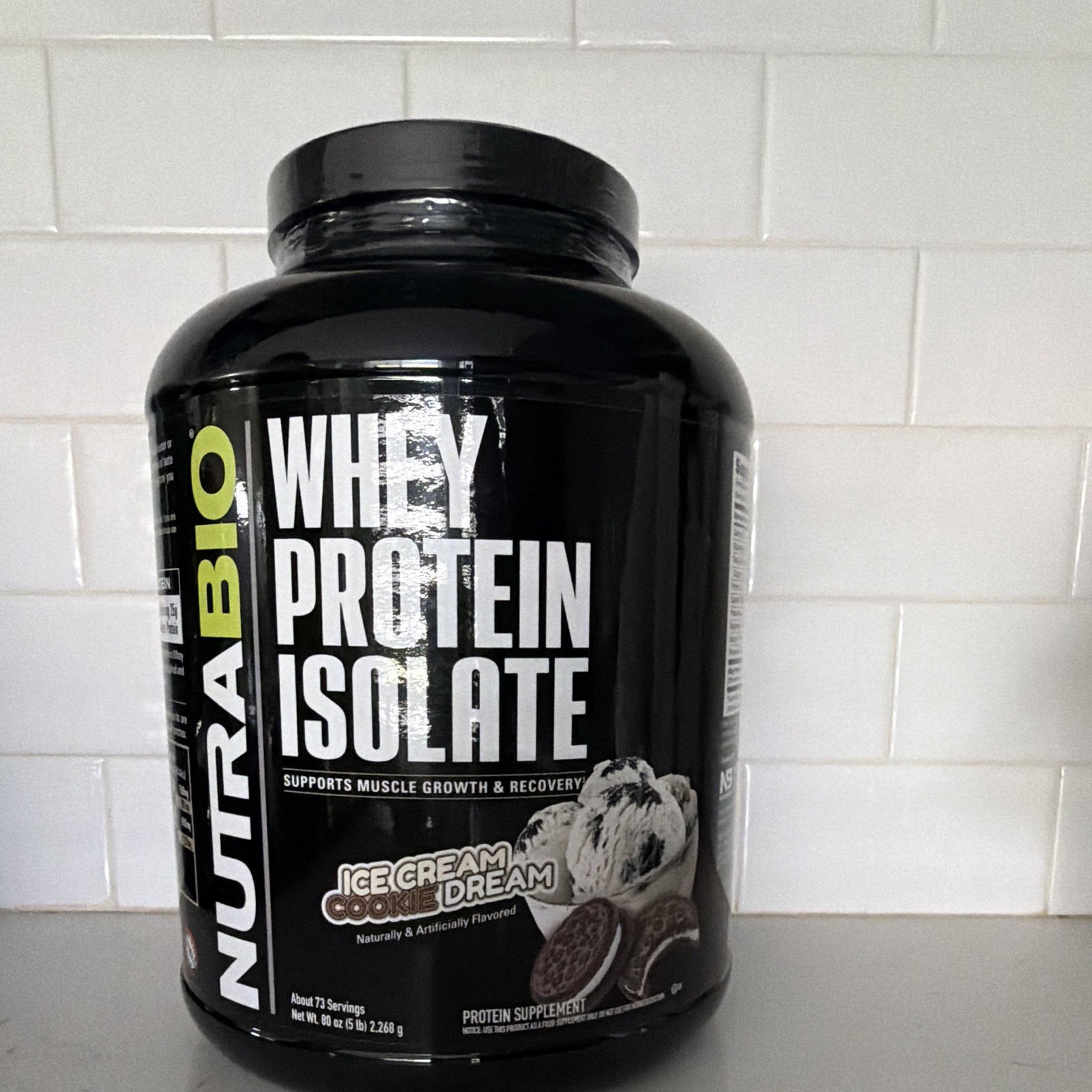 NutraBio Whey Protein Isolate Powder Ice Cream Cookie Dream 5 lb Exp 08/2026