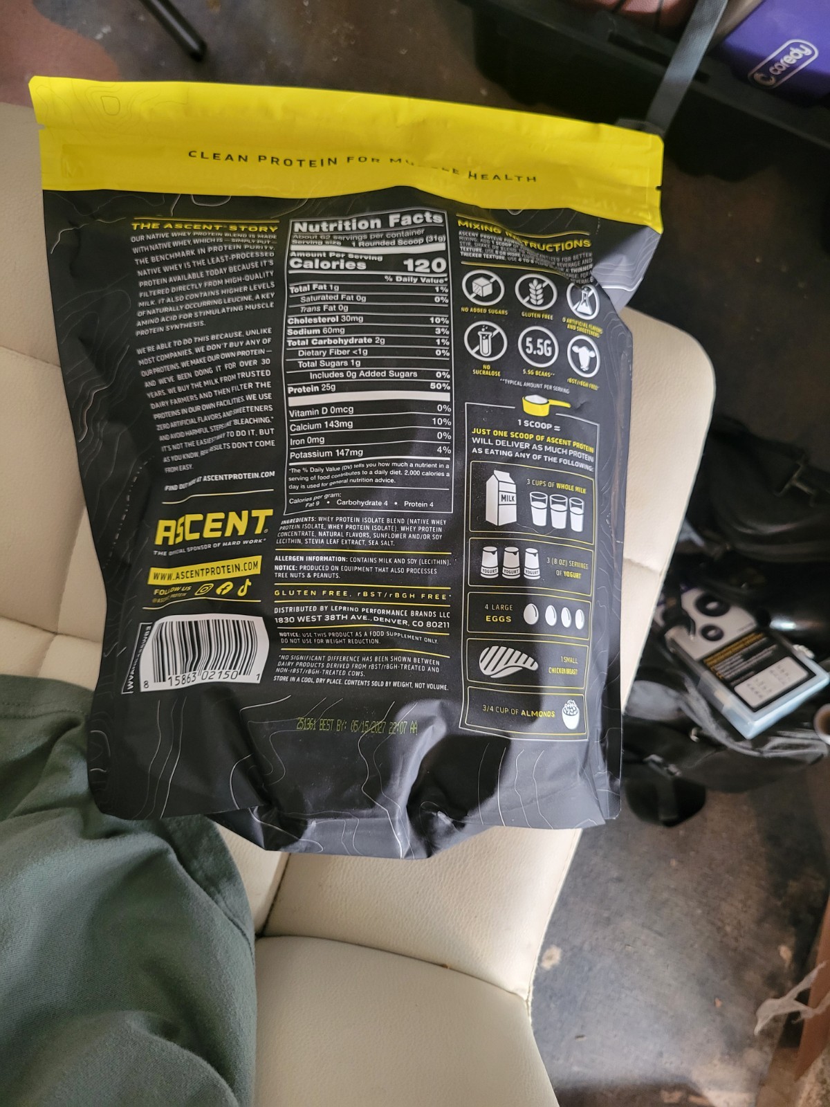 Ascent Chocolate Whey Protein Powder 4.25lb 100% Whey Protein Powder