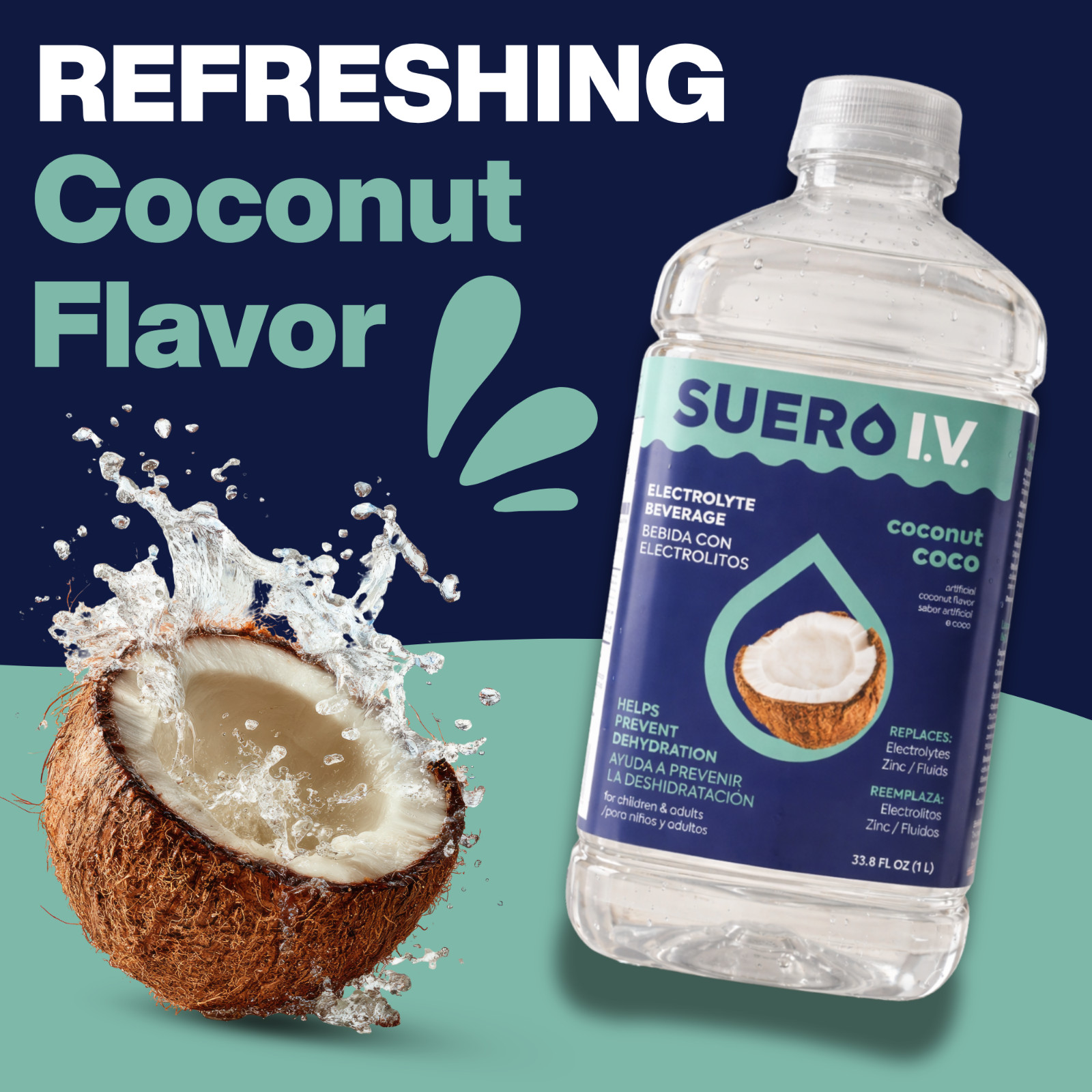 Suero I.V. Electrolyte Drink, Coconut Flavor 33.8 fl oz – Hydrate