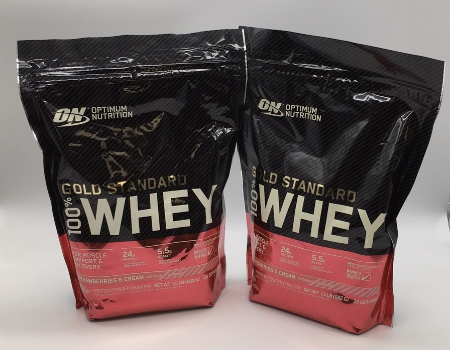 2X OPTIMUM NUTRITION 100% WHEY PROTEIN STRAWBERRIES & CREAM 1.5 Lbs EXP 01/2027+