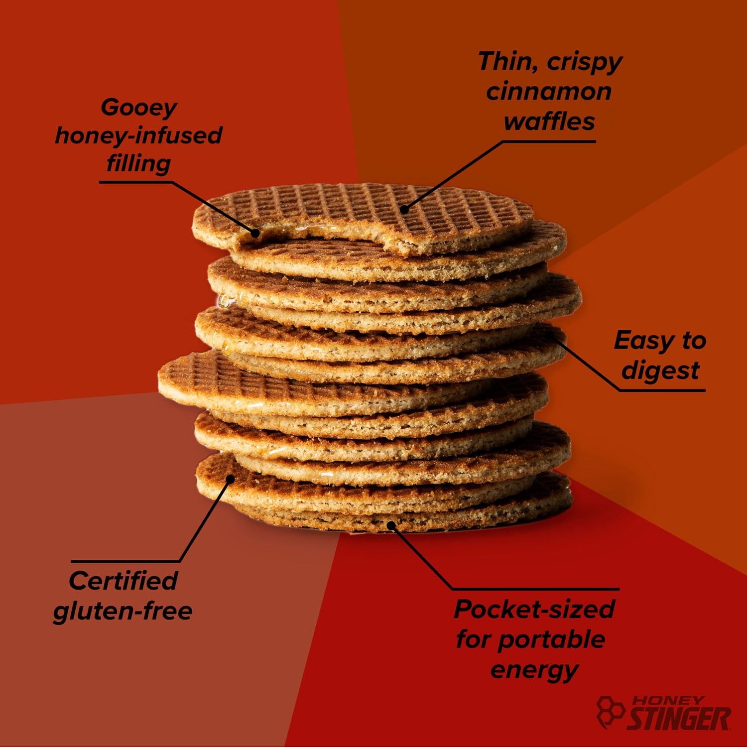Honey Stinger Organic Energy Waffle, Gluten Free Cinnamon, Caffeine Free Healthy