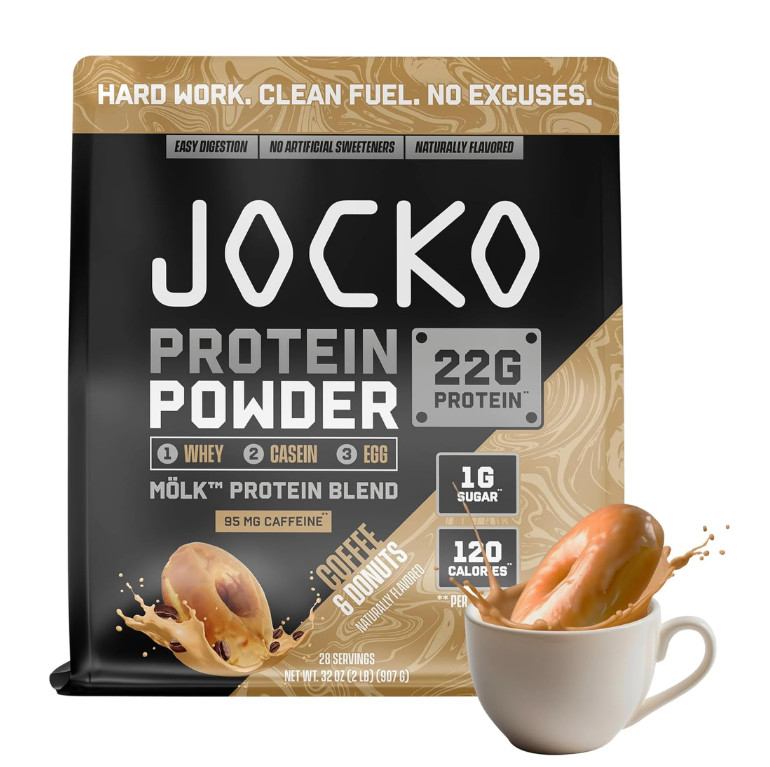 Jocko Mölk Coffee & Donuts Protein Powder 2 lb Bag Grass Fed Protein Blend
