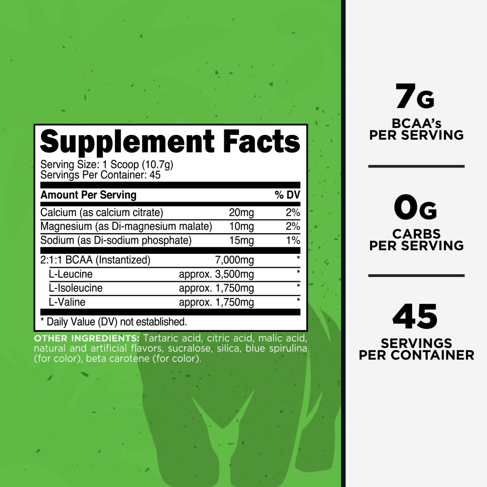 Primal BCAA Powder Great Ape (45 SERV) (Green Apple Flavored) – 0 g Carbs