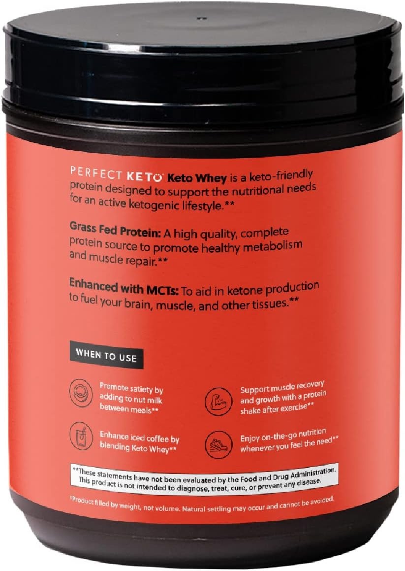 Perfect Keto Pure Whey Protein Powder Isolate Delicious 100% Grass Fed Meal Repl