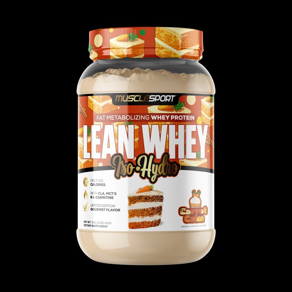 MuscleSport Lean Whey Iso-Hydro Protein Powder Carrot Cake Gluten-Free 2 lbs