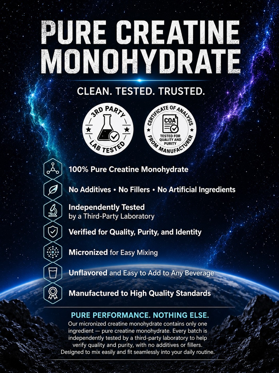 WilMax Creatine Monohydrate Powder 17.6 oz Micronized Unflavored 100 Servings