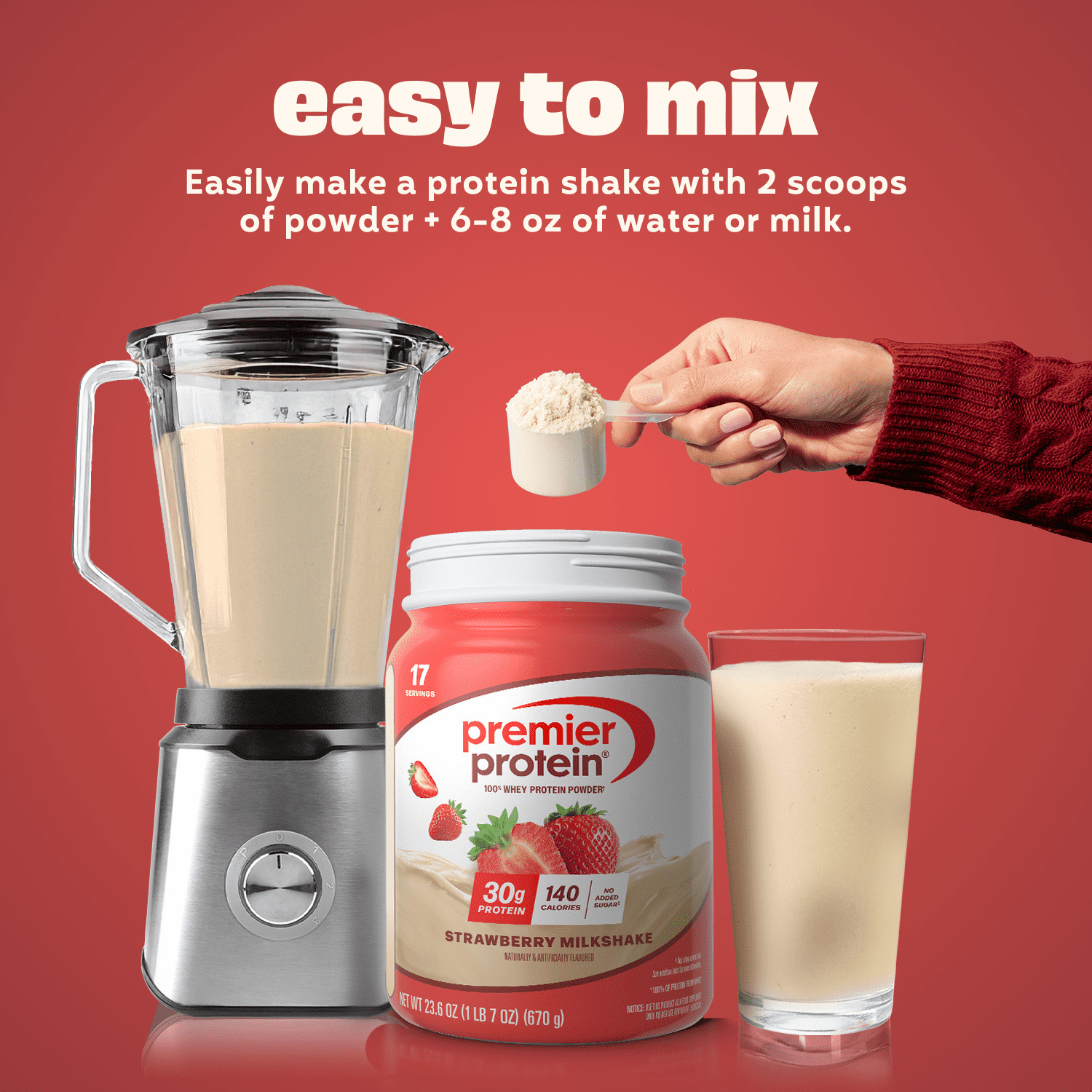 Premier Protein 100% Whey Powder Strawberry Milkshake 30g Protein 23.3 oz 1.7lb
