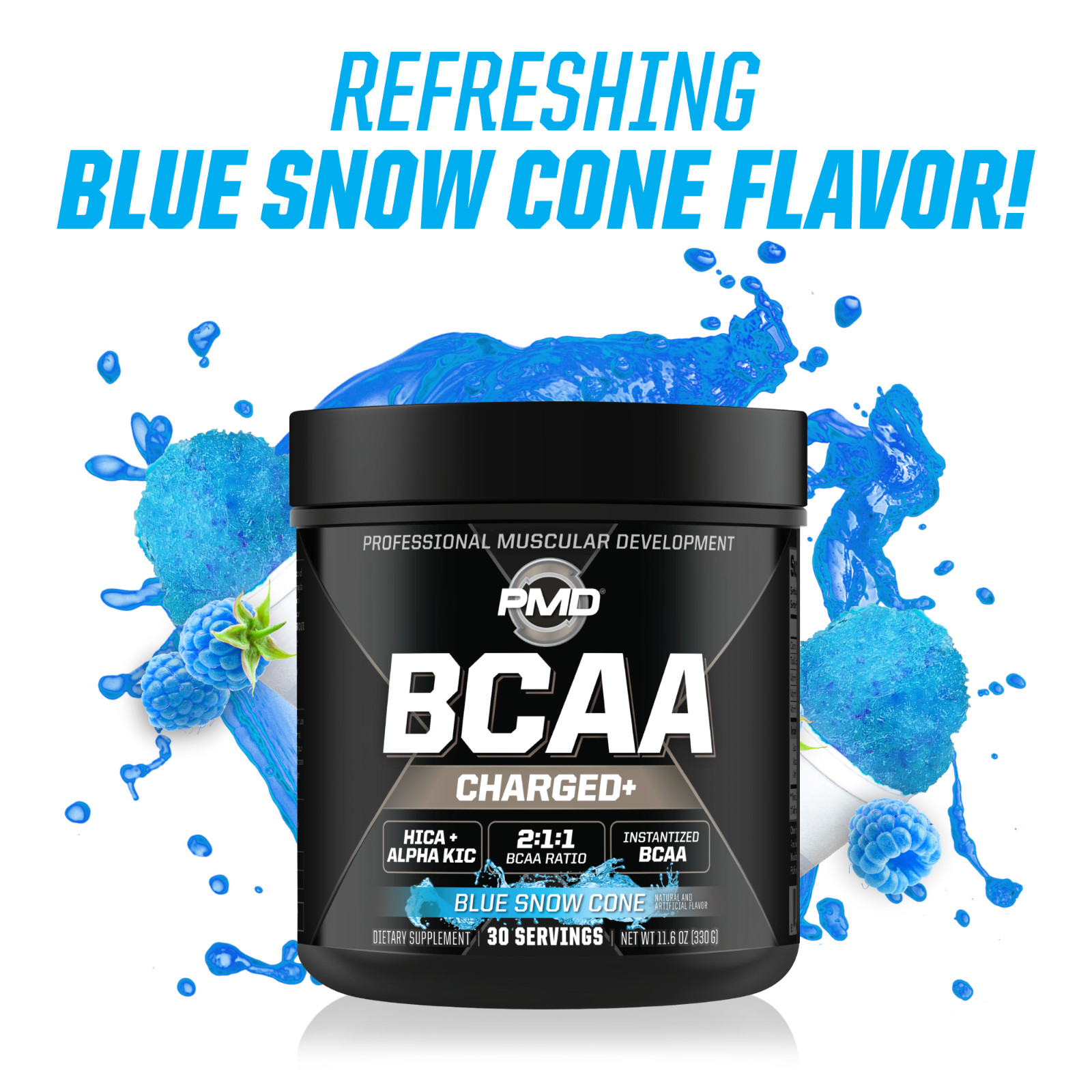 BCAA Charged Amino Acid Drink-Performance – Recovery – Blue Snow Cone (30 Serve)