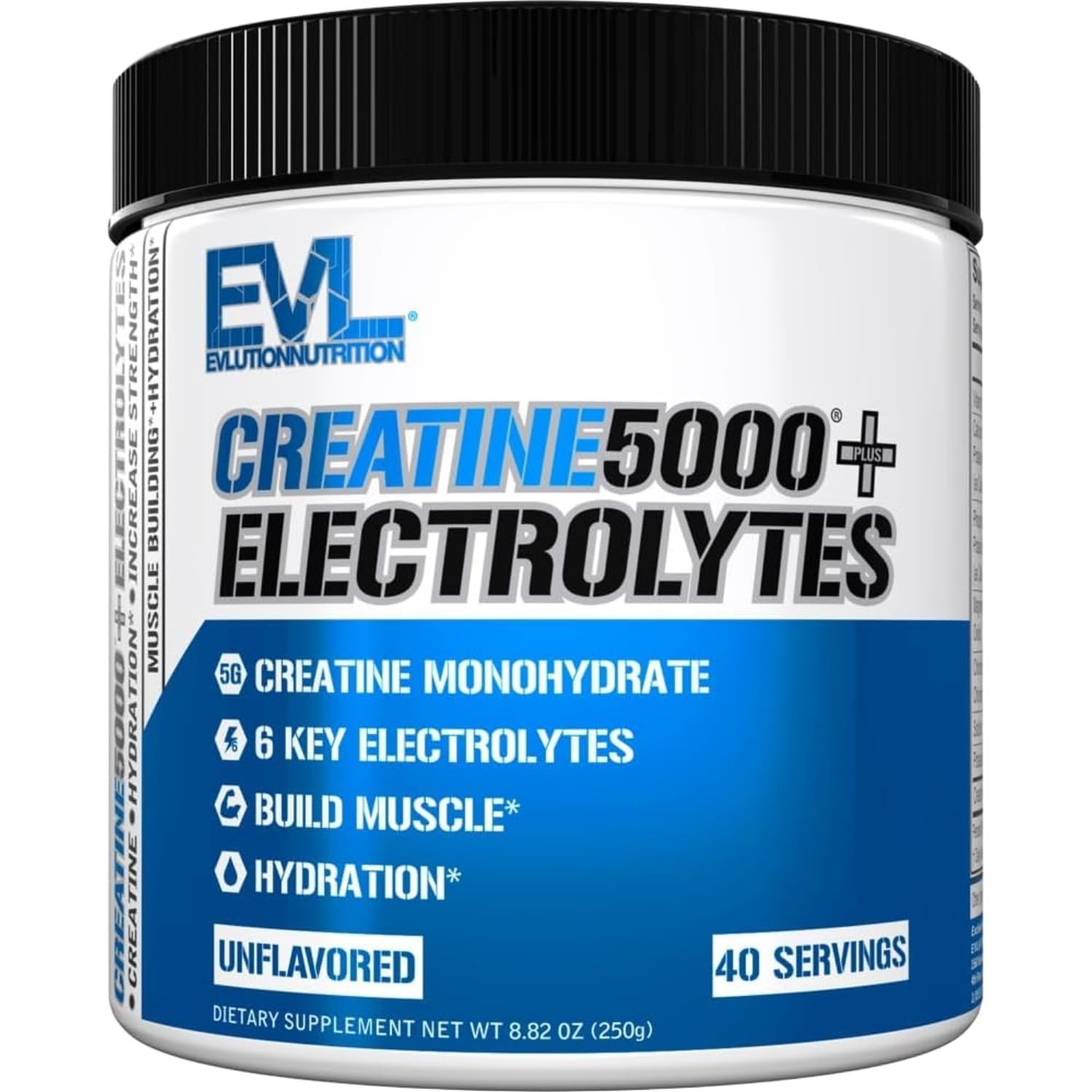 Creatine Powder with Electrolytes – 40 Servings, Unflavored, Muscle Recovery & H
