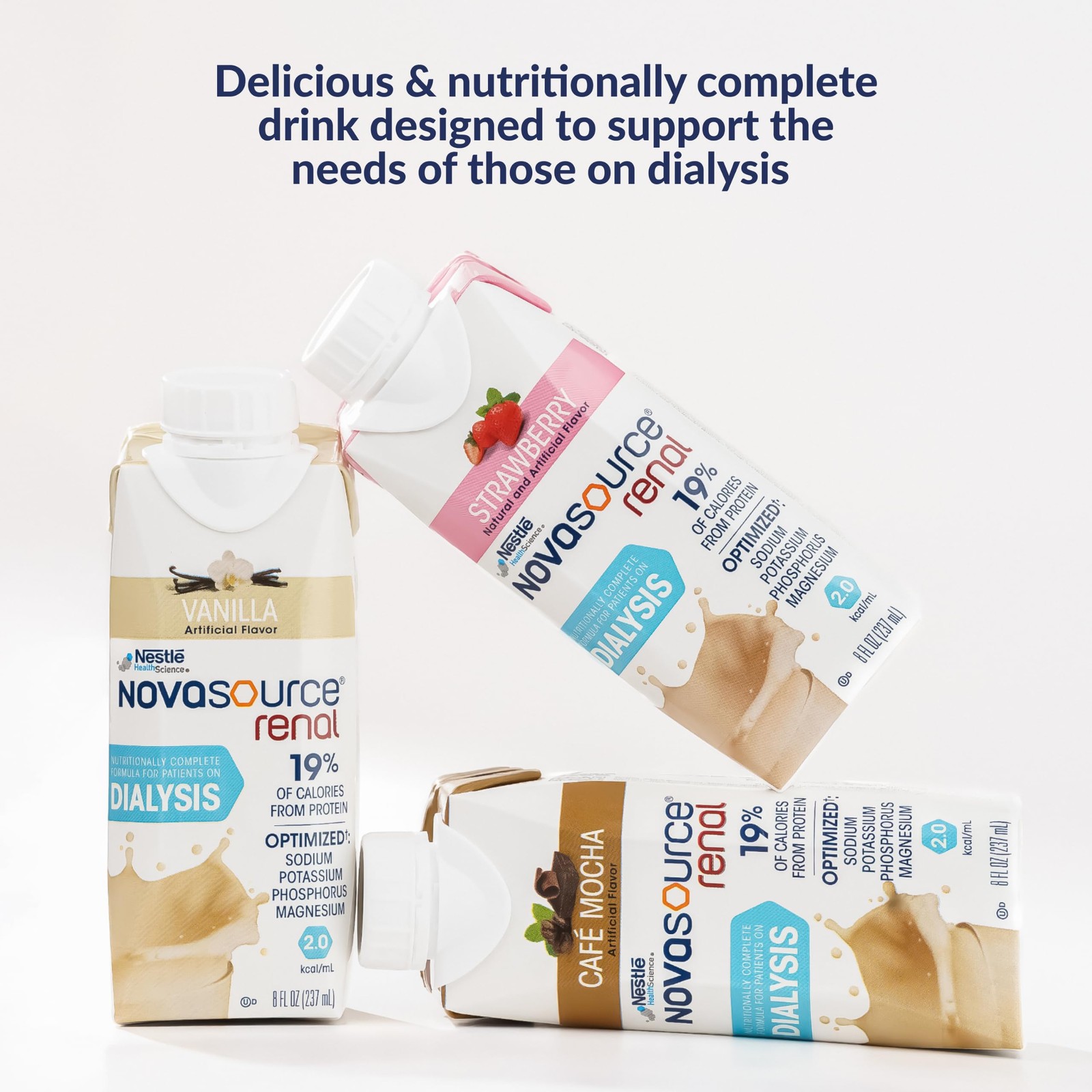 NOVASOURCE Renal Vanilla, Nutritionally 8 Fl Oz (Pack of 24), Off White