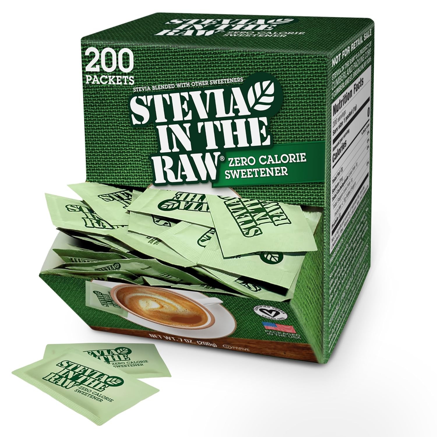 Stevia In The Raw Sweetener Packets, 200 Ct Box, 200 Count (Pack of 1)