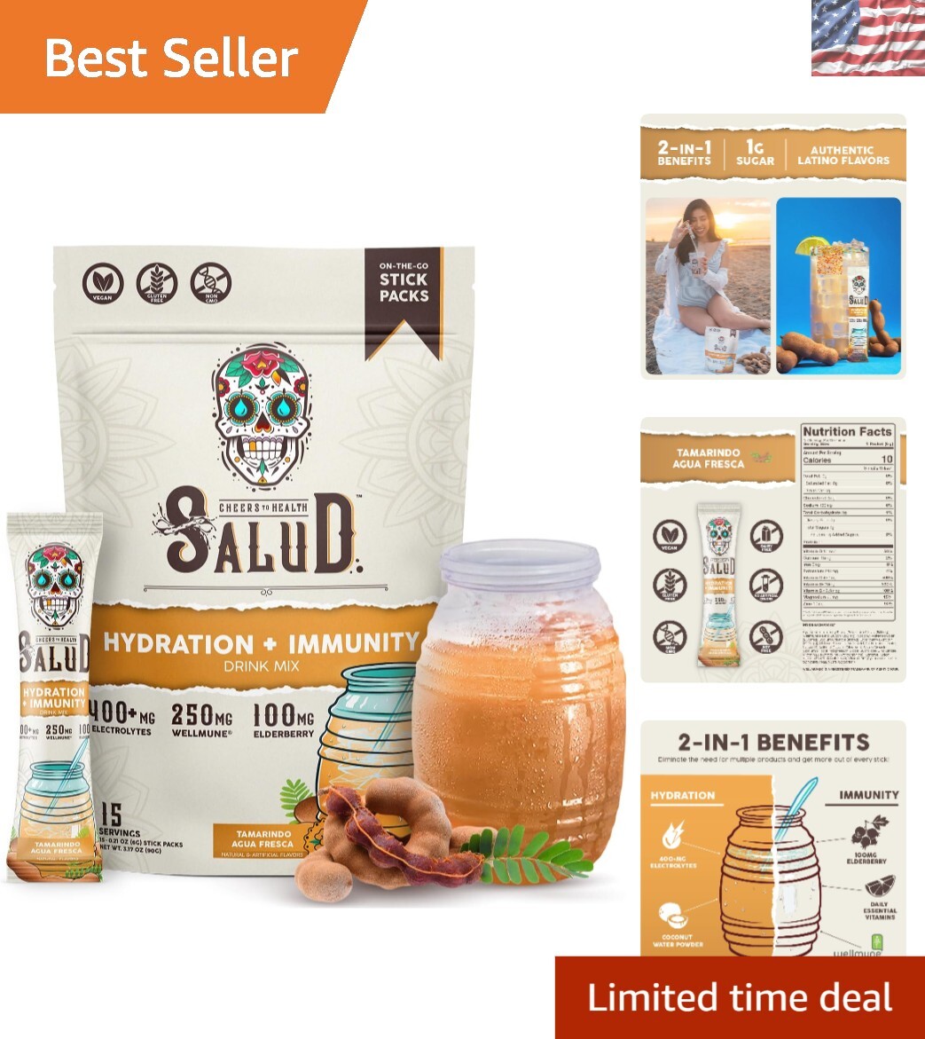 2-in-1 Hydration Packets with Immunity-Boosting Electrolytes, 15 Servings