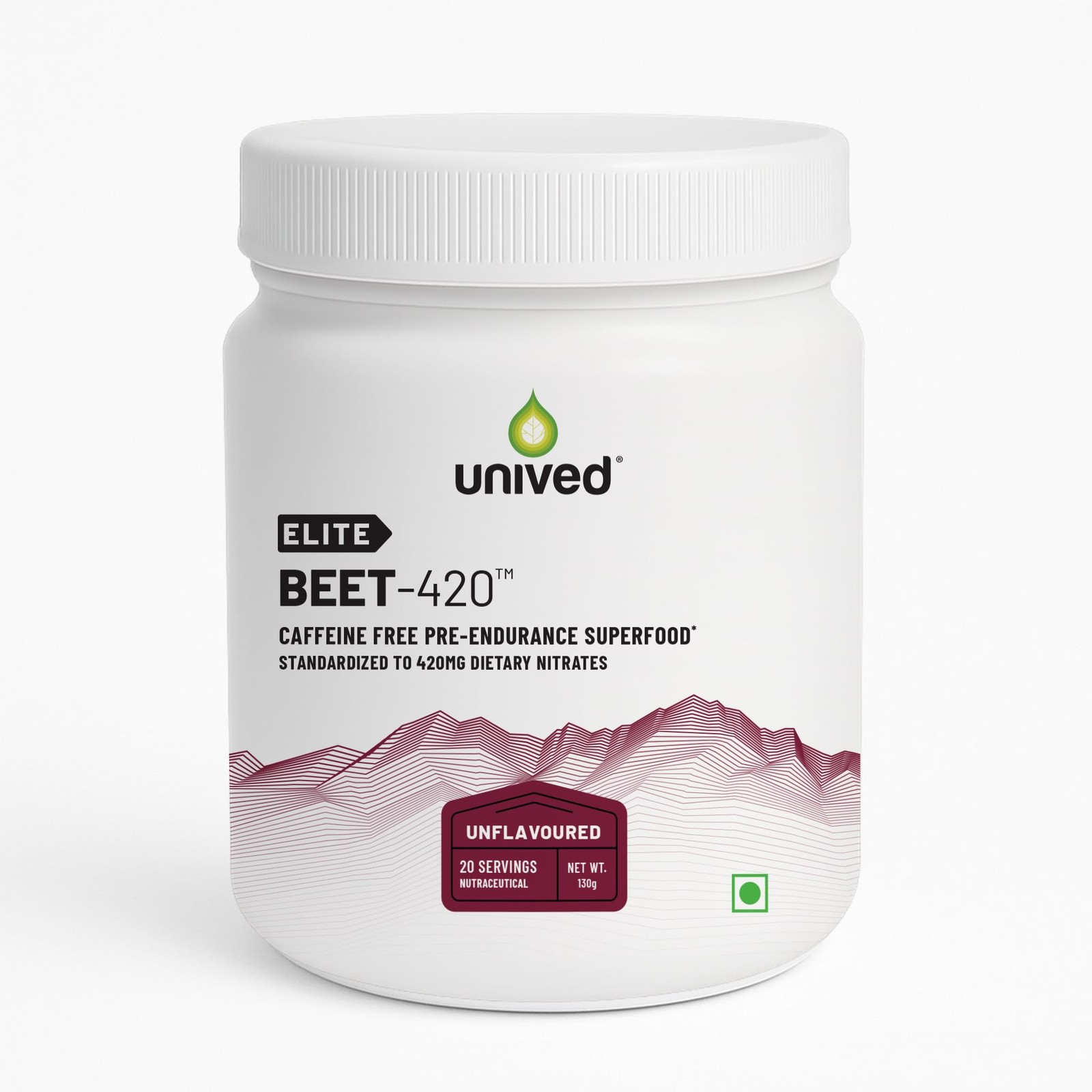 Unived Elite Beet-420 | Beetroot Extract 420mg | Vegan Pre-Workout 20 Servings