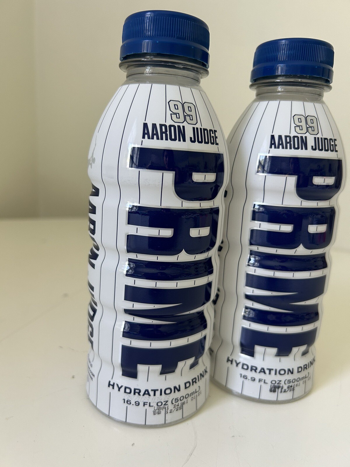 Set Of 2 NEW AARON JUDGE PRIME Hydration Drinks RARE Yankees Lmt Ed White
