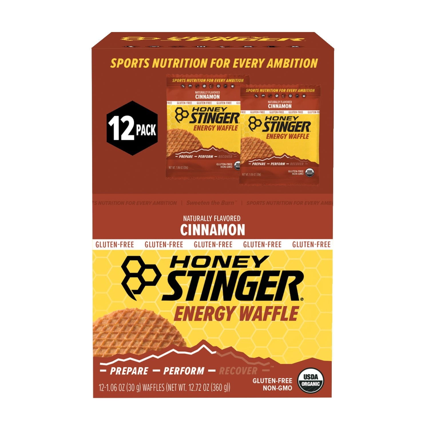 Honey Stinger Organic Energy Waffle, Gluten Free Cinnamon, Caffeine Free Healthy