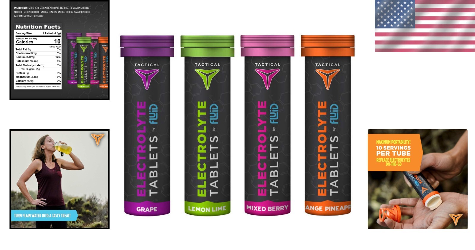 Portable Electrolyte Tablets – 4 Flavors, 40 Servings, Perfect for Active Adults