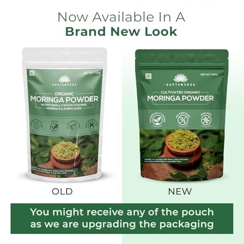 SAPTAMVEDA Organic Moringa Powder 1kg 500g x2 Drumstick Leaf Protein