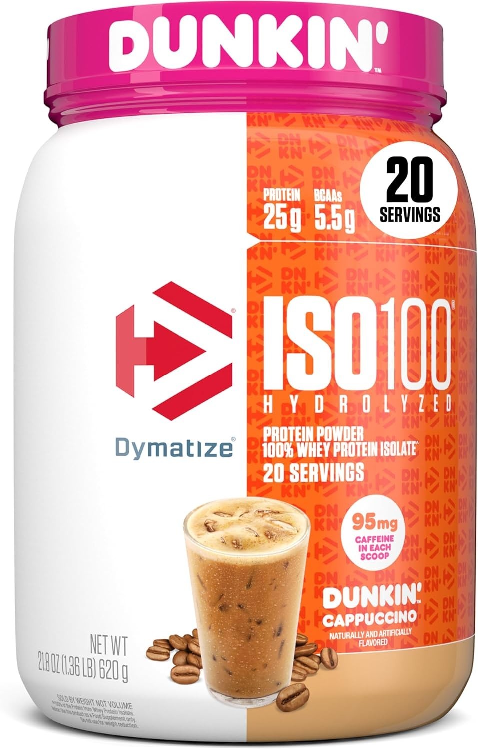 Dymatize x Dunkin’ Cappuccino ISO100 Whey Protein Powder (20 Servings)