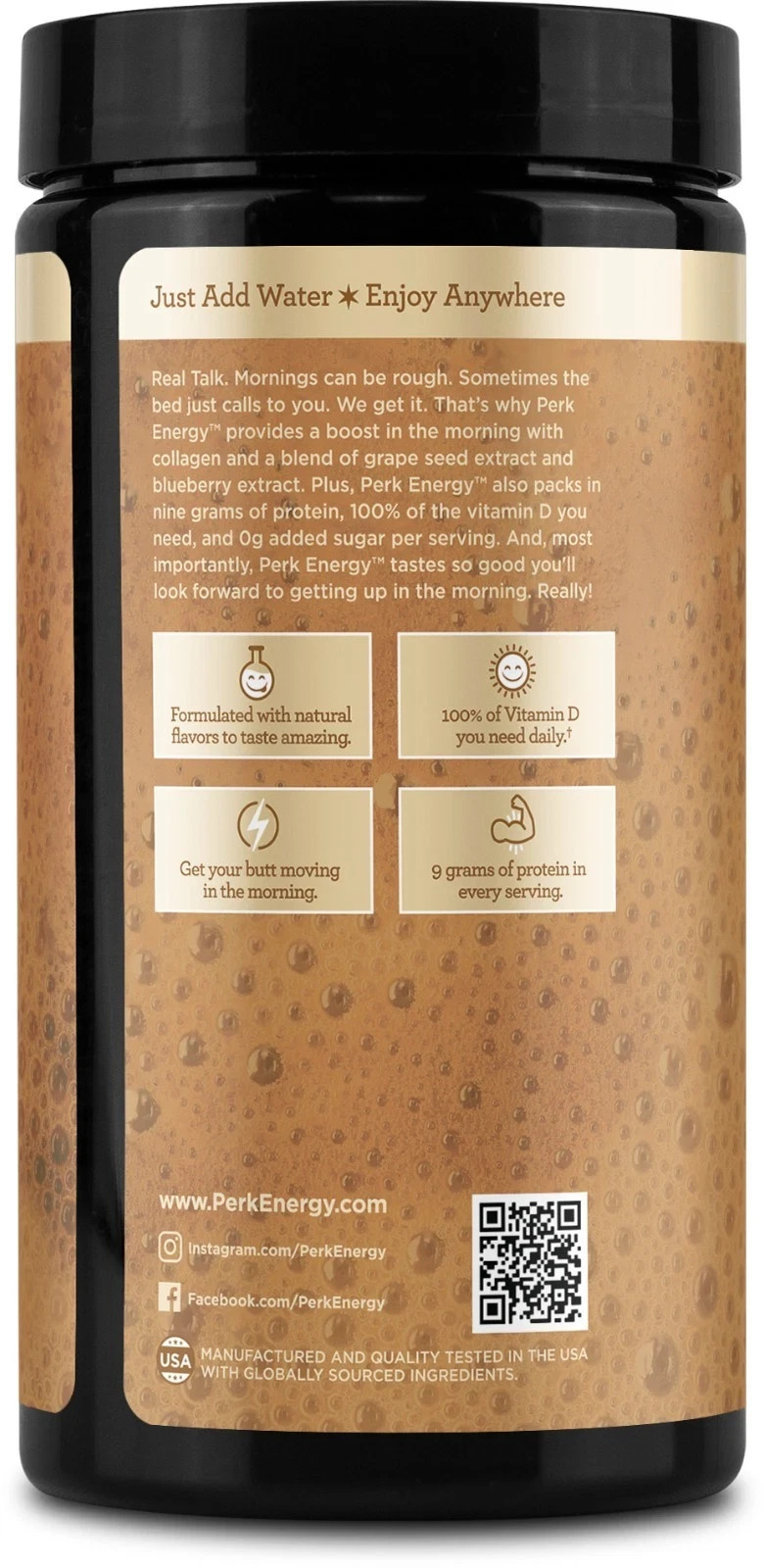 Perk Energy Original Tan Mocha Latte Flavored Drink Powder 14.4oz (20 Servings)