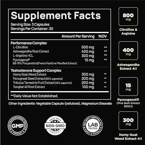 21,800mg Testosterone Booster for Men 8X Strength w. Ashwagandha, Tongkat…