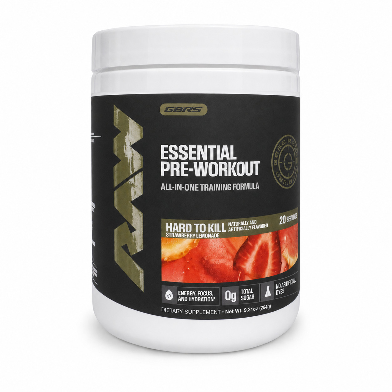 RAW x GBRS Essential Pre-Workout Hard to Kill Strawberry Lemonade Exp 06/2028