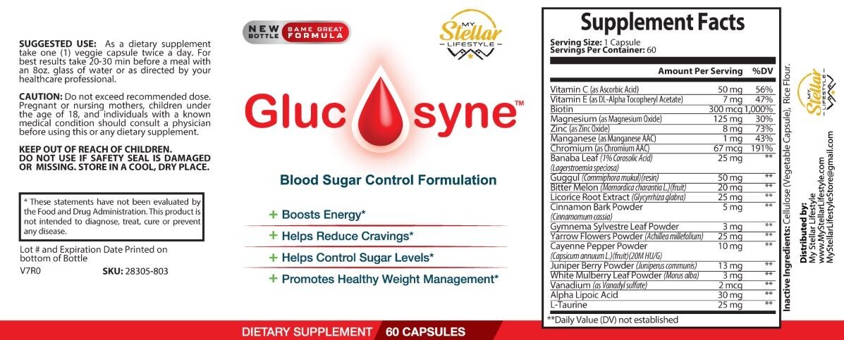 4 Pack Glucosyne, fórmula de control de azúcar en la sangre-60 Cápsulas x4
