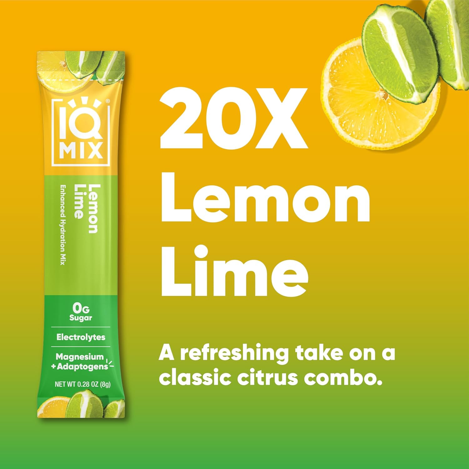 IQMIX Hydration Electrolyte Powder, Lemon Lime Sugar-Free Drink Mix, 20 Count