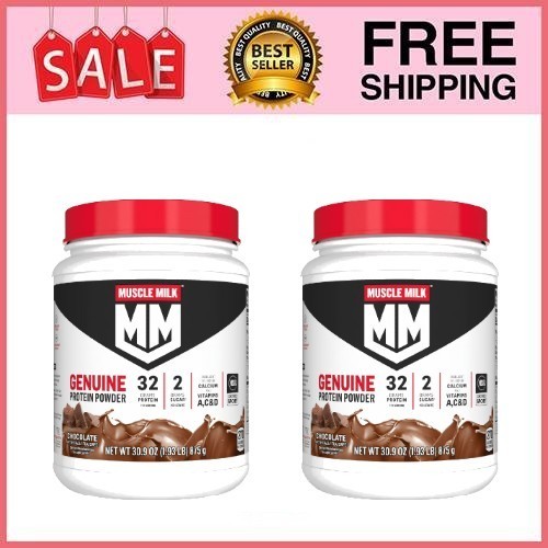 2 Pack Muscle Milk Genuine Protein Powder, Chocolate, 1.93 lbs, 12 Servs Pk