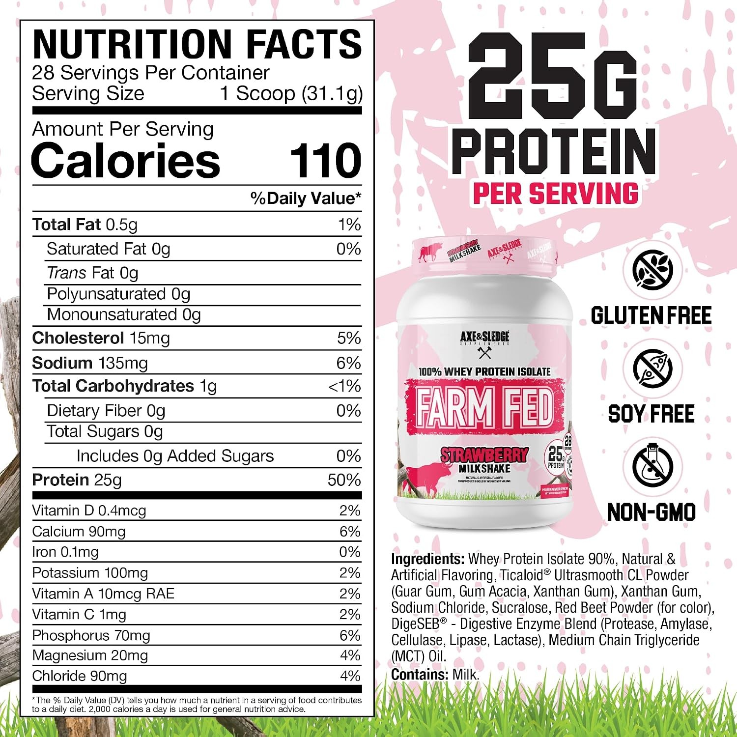 Farm Fed 100% Whey Protein Isolate 25g Low Carb Low Sugar Protein Powder