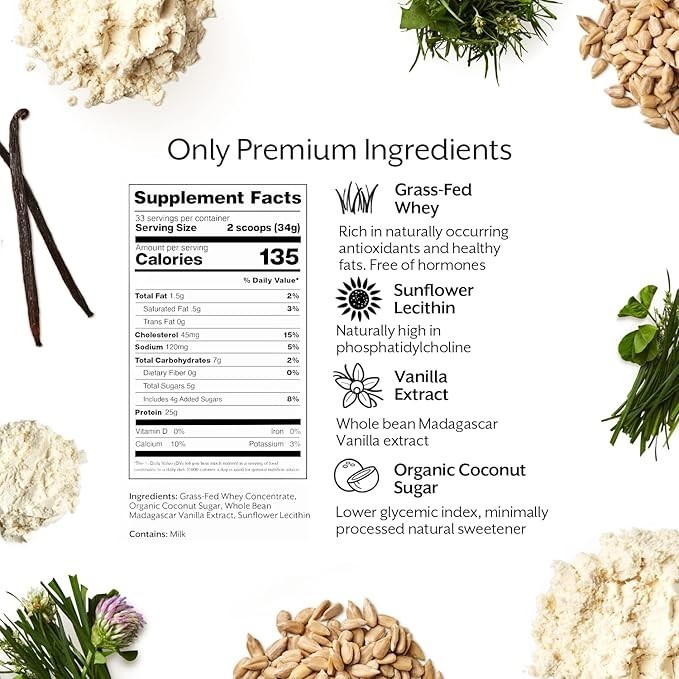 Promix Grass Fed Whey Protein Madagascar Vanilla 2.5lb Clean Protein
