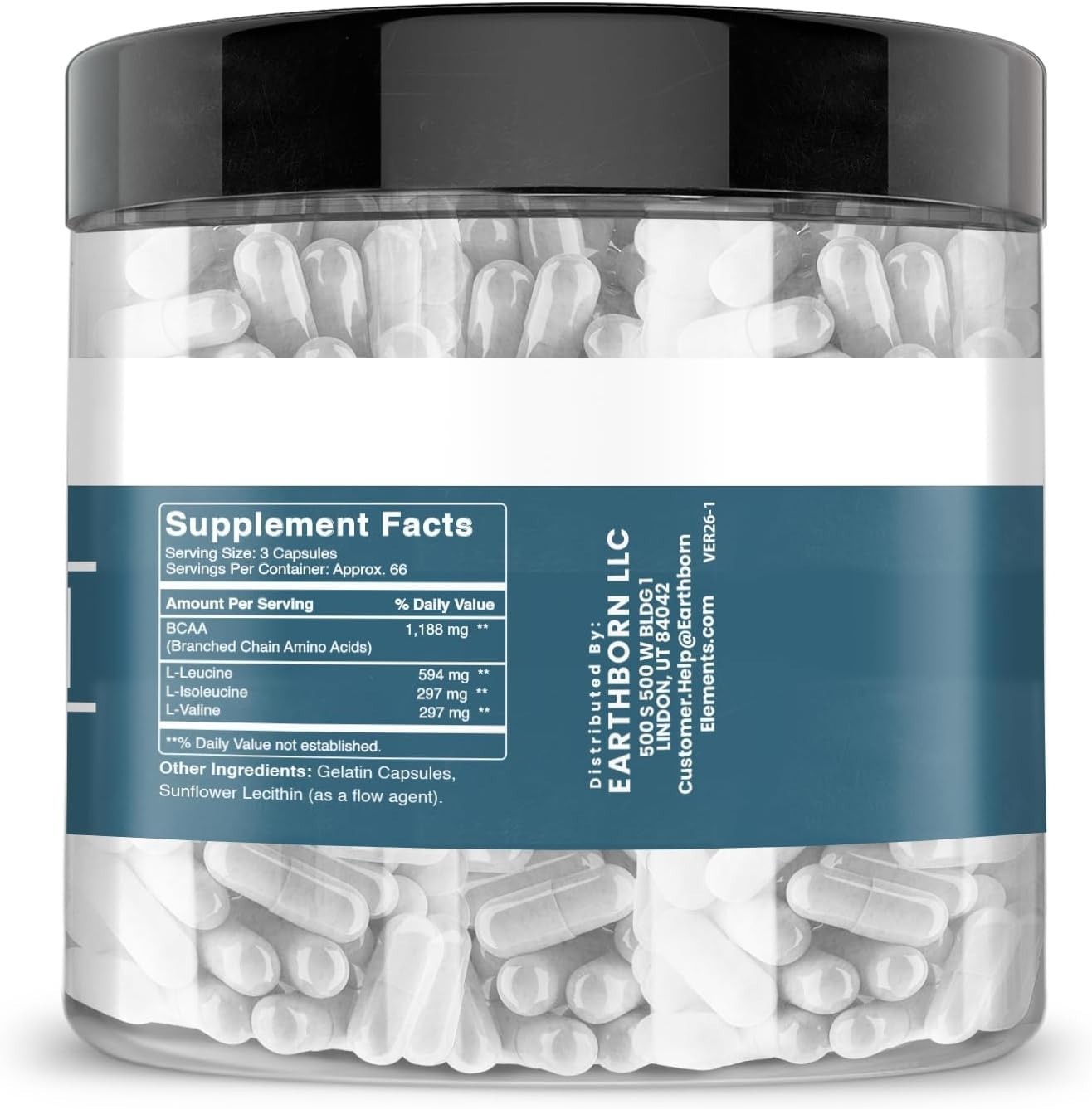 BCAA 200 Capsules – Pure & Undiluted 60 Day Supply, No Additives, Gluten-Free