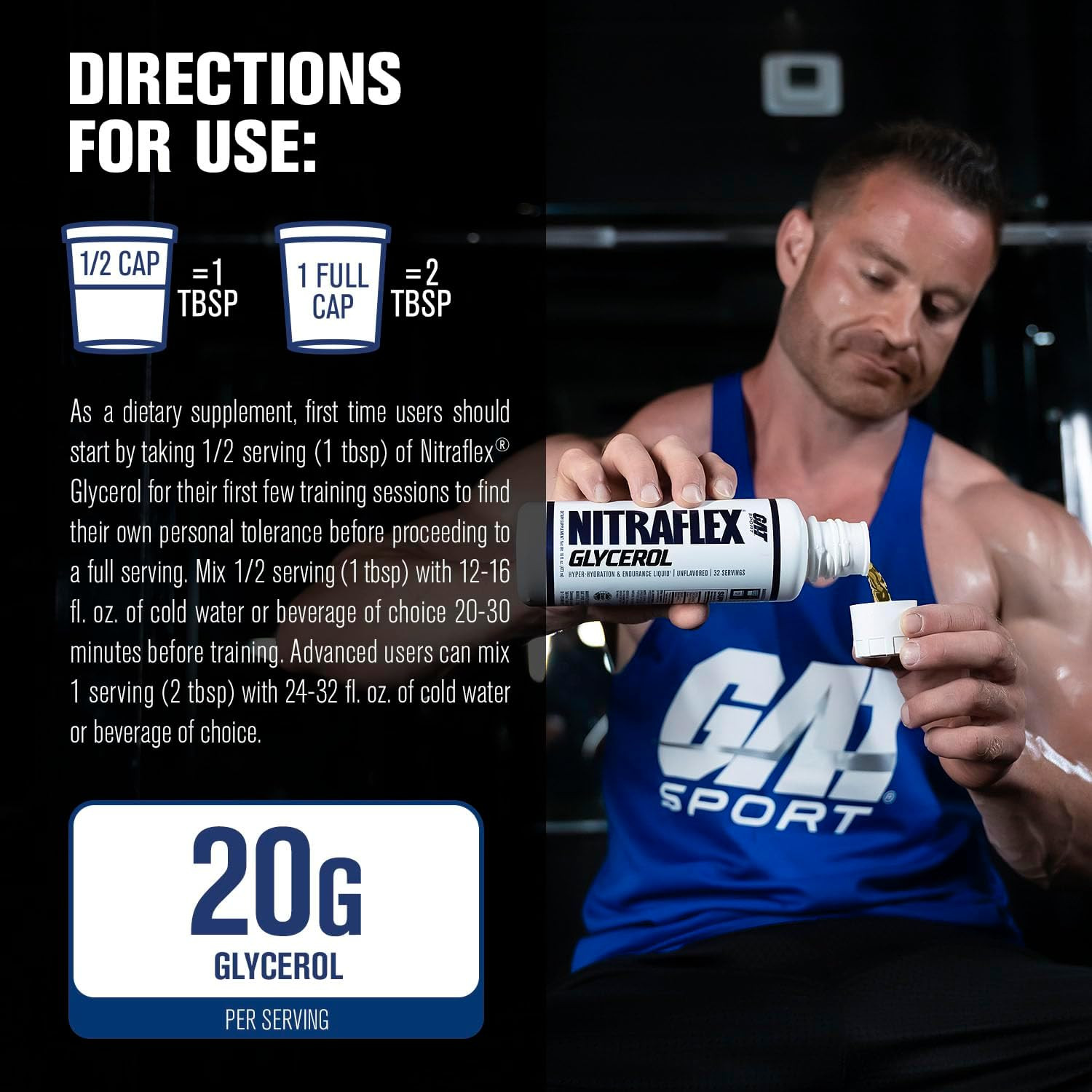 Nitraflex Glycerol Liquid Pre-Workout Stim & Caffeine Free, Beta-Alanine, Betain