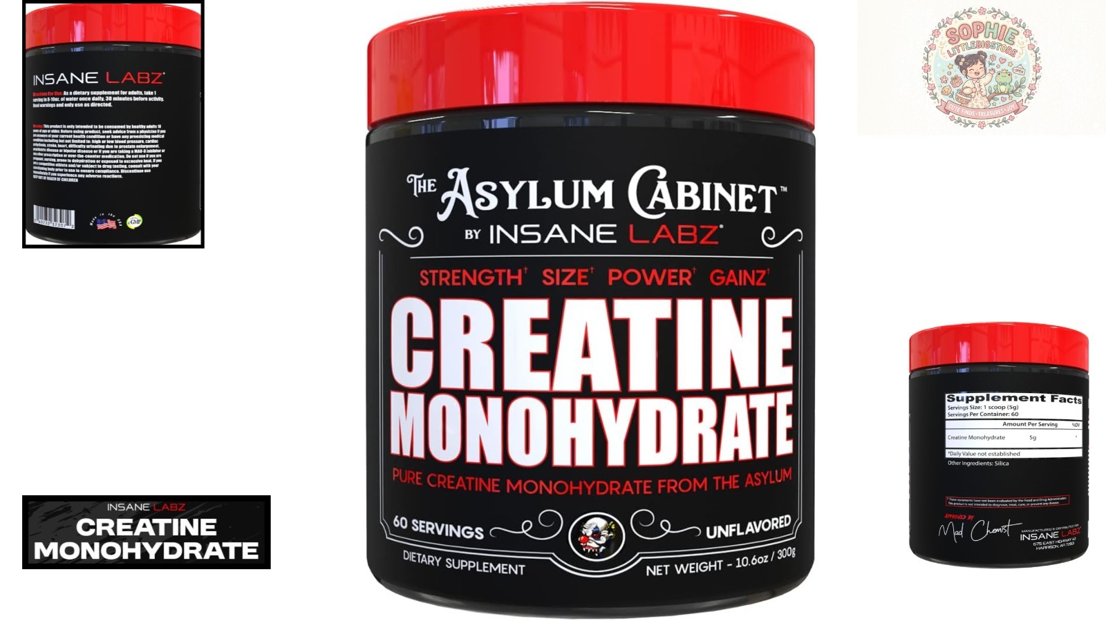 Unflavored Creatine Monohydrate – 60 Servings, 5g Per Serving for Strength
