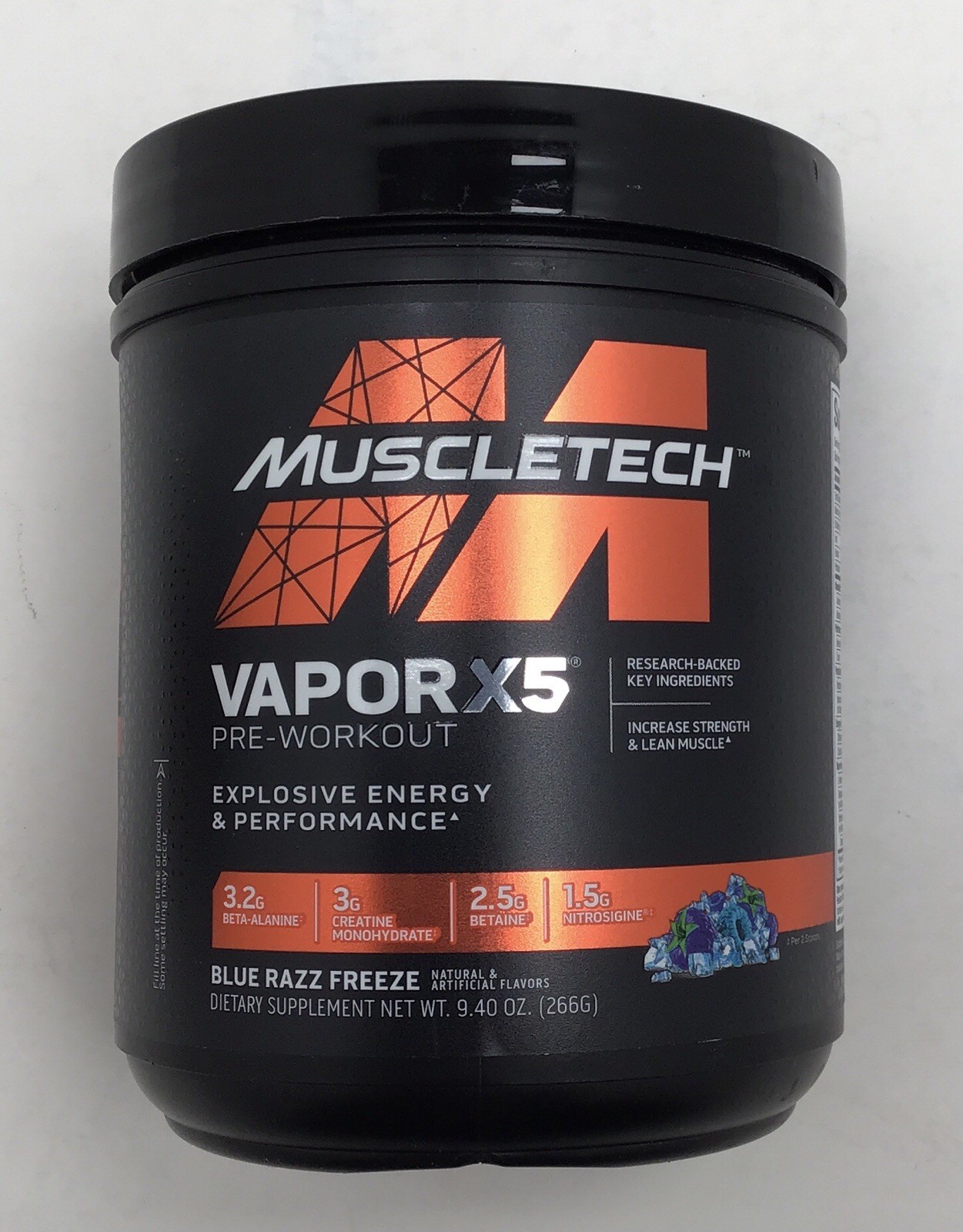 2X MUSCLE TECH VAOPR 5X PRE-WORKOUT BLUE RAZZ 9.4 OZ EACH EXP 01/2027 OR BETTER
