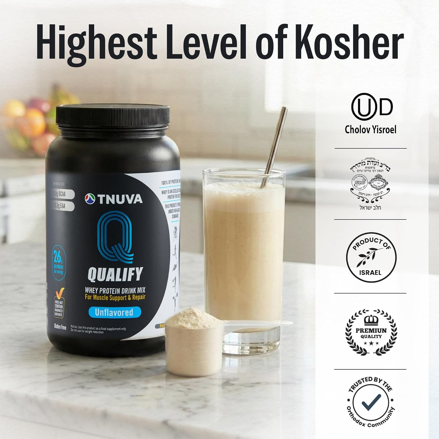 Unflavored Whey Protein Powder. 25g Protein Shake for Post Workout Recovery, Smo