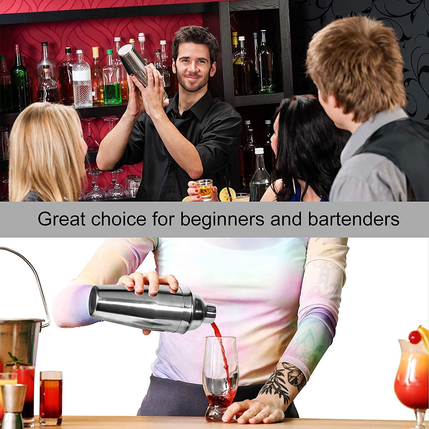 WPHUAW 24oz Cocktail Shaker Bar Set-Professional Margarita Mixer Drink Shaker…