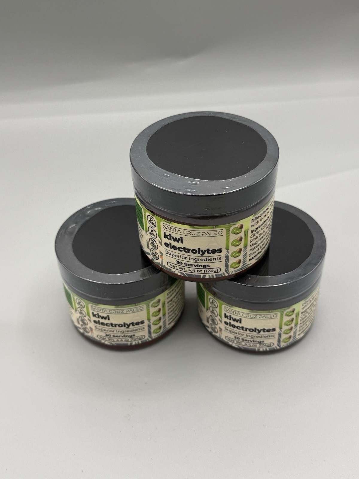 Santa Cruz Paleo Electrolyte Powder Kiwi Flavor 30 Servings Per Tub (3 Pack)