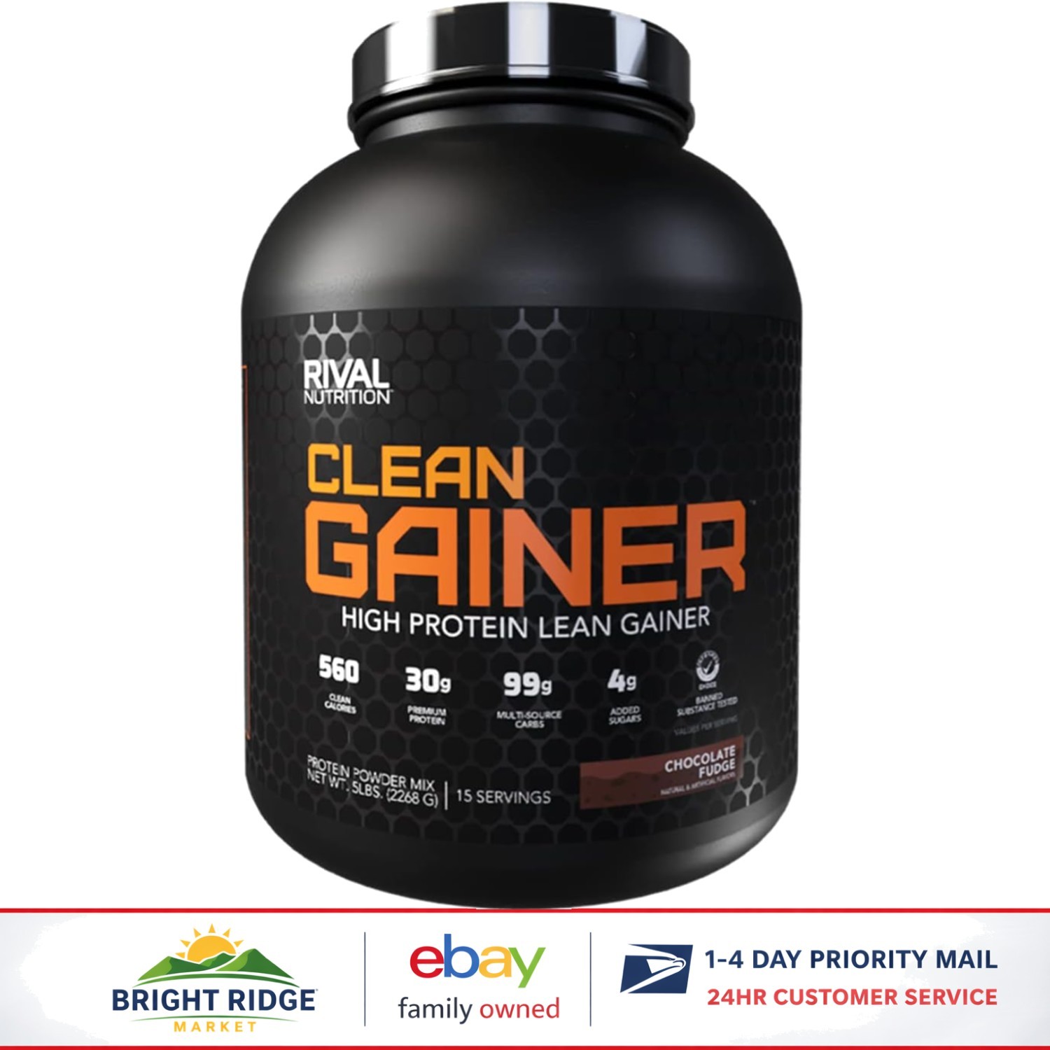 5lb Clean Gainer Powder, Supports Muscle Growth with 560 Calories per Serving