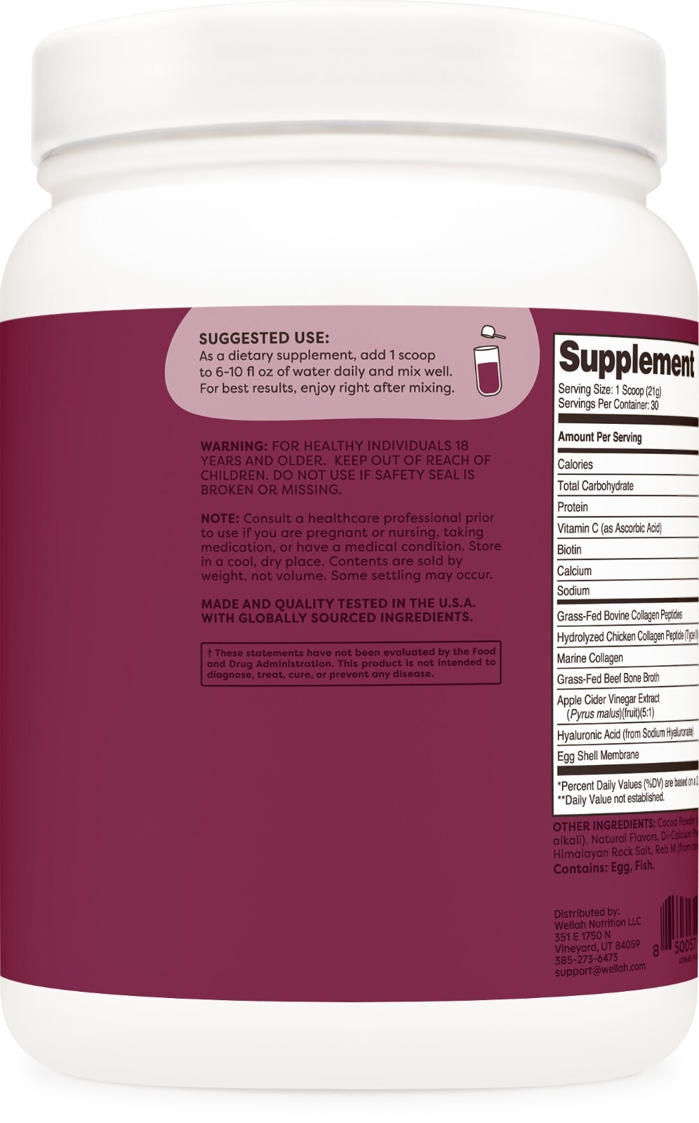 Wellah The Afterglow Multi Collagen Protein + Beauty (Dark Chocolate Flavored)